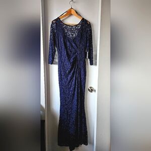💥Clear Out! 🆕️Marina - Elegant navy blue lace gown (8)